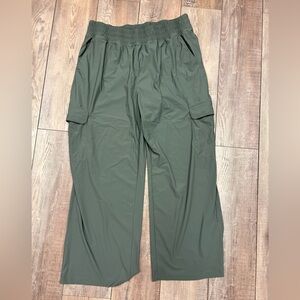 Olive Green Wide Leg Quick Dry Cargo Pants